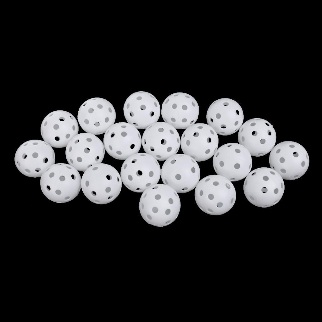 20 Piece Plastic Hollow Golf Balls Perforated Practice Training White