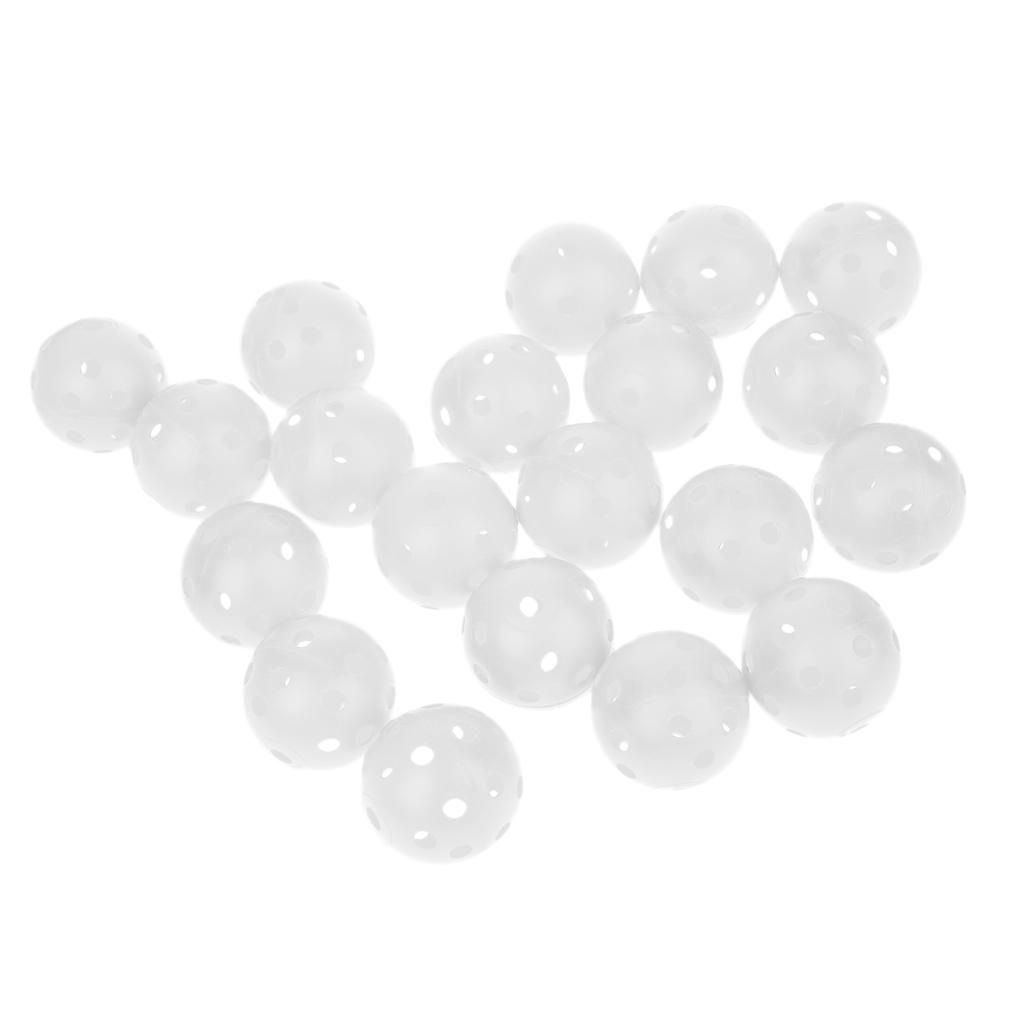 20 Piece Plastic Hollow Golf Balls Perforated Practice Training White