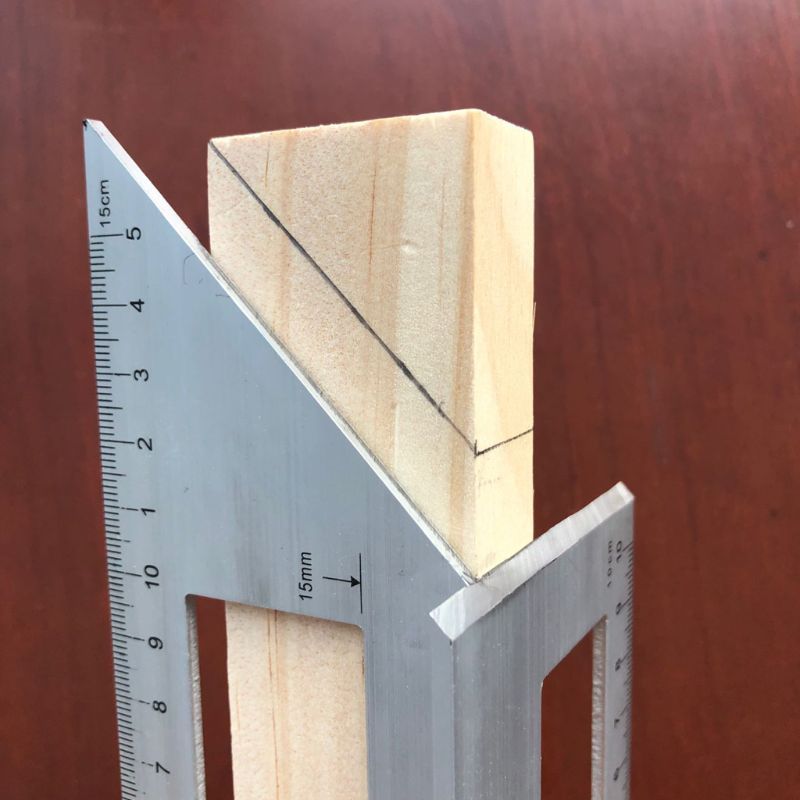 Aluminum Alloy Wooden Square Multifunction Ruler 45 90