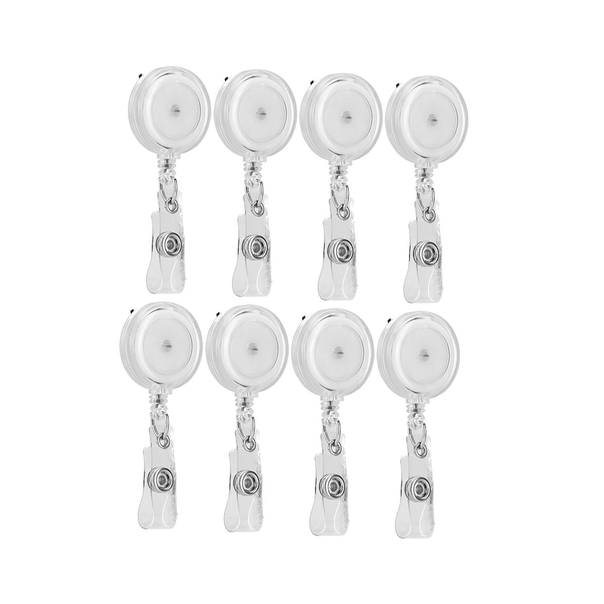 Anti-Theft Metal Easy-To-Pull Buckle Rope Elastic Keychain Sporty Retractable Key Ring Anti Lost 8Pack White