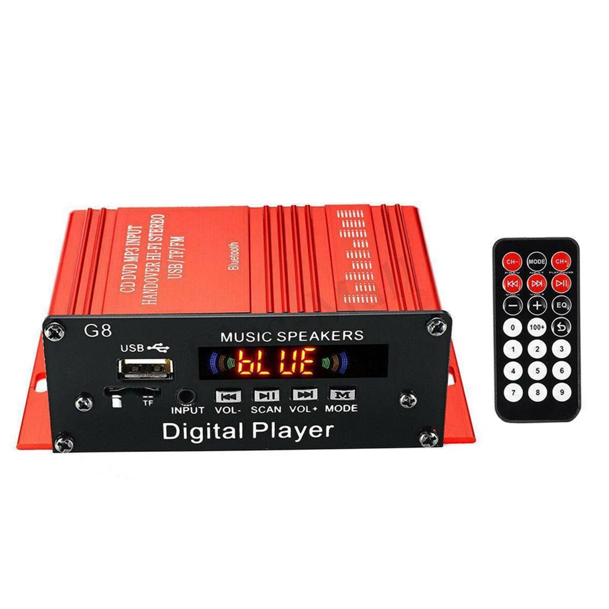 Bluetooth Audio 2 Channel Amplifier Receiver Hi-Fi With Remote Control