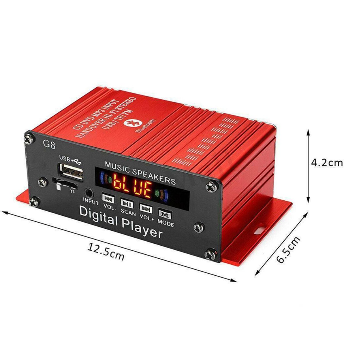 Bluetooth Audio 2 Channel Amplifier Receiver Hi-Fi With Remote Control