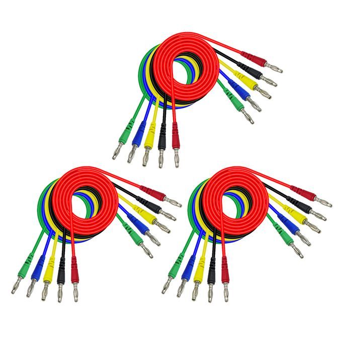 Set Of 15 Banana Plug Male To Male Silicone Test Cable For