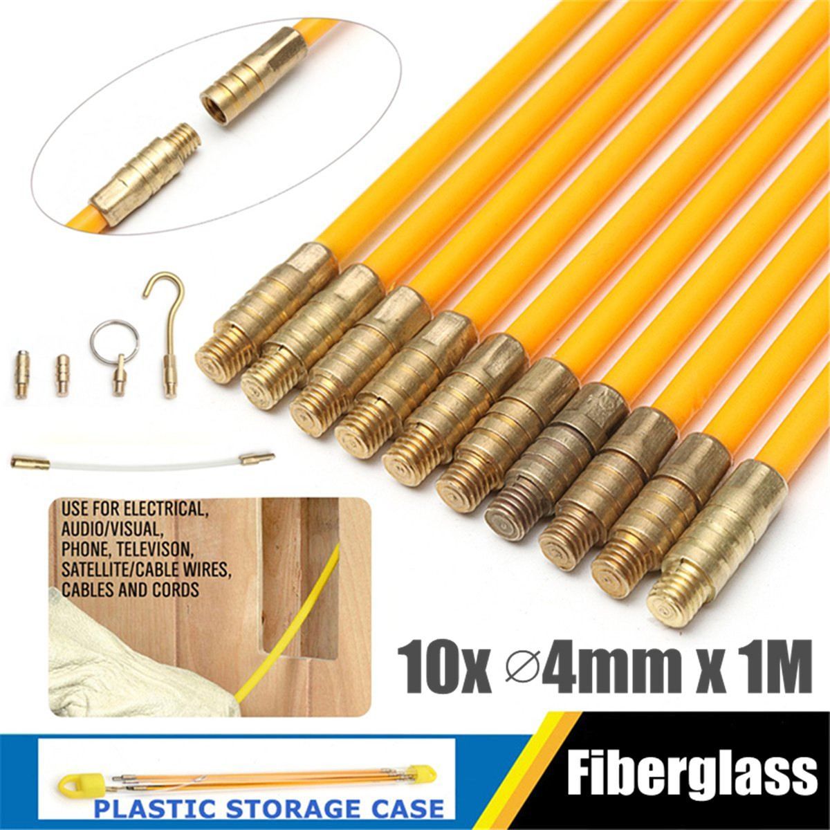 Fiberglass Cable Push Puller Running Cable Wire Kit Wall