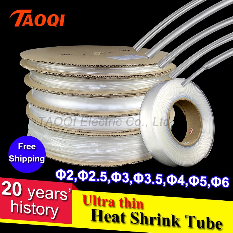 1Meter/lot 2:1 Transparent Clear 2mm 3mm 3.5mm 4mm 5mm 6mm 8mm 10mm 12mm Heat Shrink Heatshrink Tubing Sleeving Wrap Wire