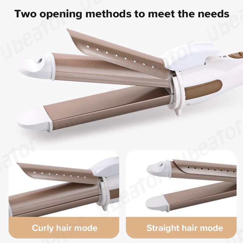 2 In 1 Constant Temperature Electric Hair Straightener Flat Iron Curler Big Wave Dual Use Household