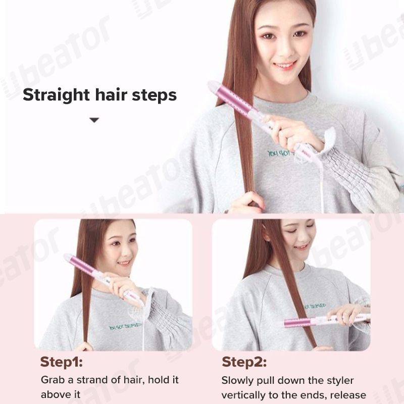 2 In 1 Constant Temperature Electric Hair Straightener Flat Iron Curler Big Wave Dual Use Household