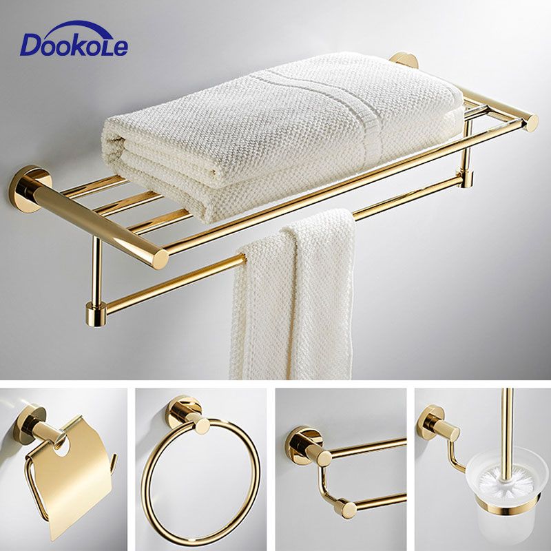 (Toilet Brush)7 Pieces Bathroom Hardware Set Brass, Include