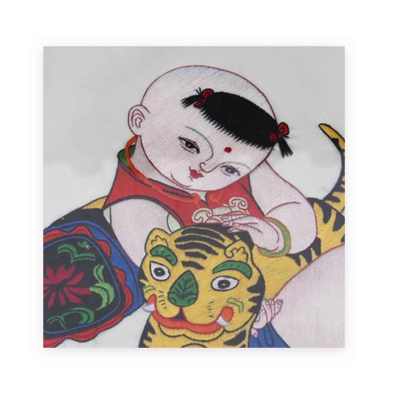 Chinese Style Shu Embroidery Product-Jinzhu New Year Pictures, Chinese Classical Art Style, Exquisite Embroidery Craftsmanship, Meticulous Embroidery, Lively Stitches, Beautiful Patterns, And Ingenious Ideas, Good Gift