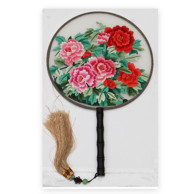 Double-sided Embroidery Fan-Flower Pattern Chinese Classical Art Style, Exquisite Embroidery Craftsmanship, Meticulous Embroidery, Lively Stitches, Beautiful Patterns, And Ingenious Ideas, Good Gift