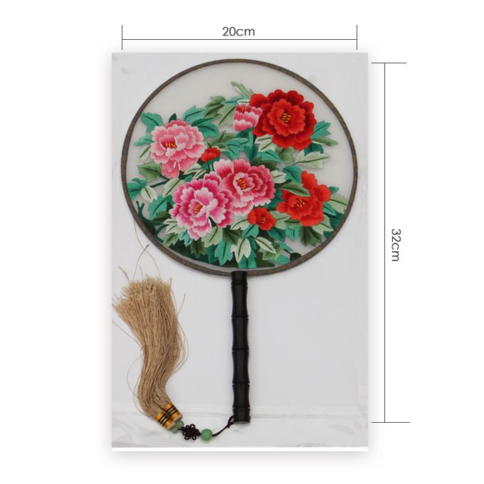 Double-sided Embroidery Fan-Flower Pattern Chinese Classical Art Style, Exquisite Embroidery Craftsmanship, Meticulous Embroidery, Lively Stitches, Beautiful Patterns, And Ingenious Ideas, Good Gift