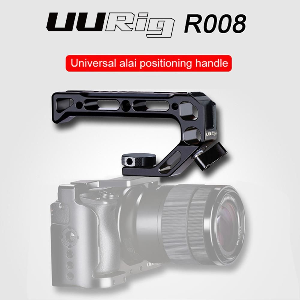 UURig R008 Universal Camera Top Handle Handgrip with Cold Shoe Mounts 15mm Rod Clamp 3/8 Inch Screw Lock Adopt for ARRI Standard Locating Hole for Microphone Lights Monitor for Camera Rig Cage