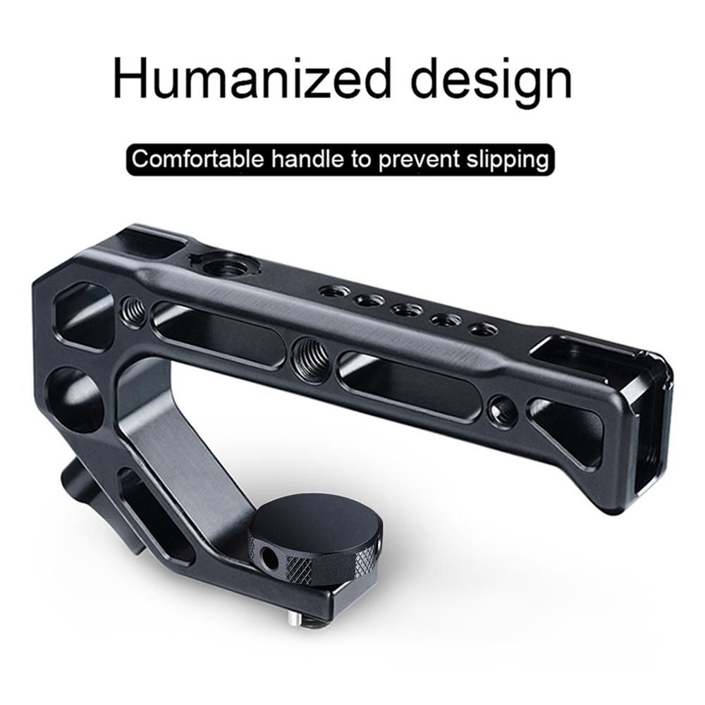 UURig R008 Universal Camera Top Handle Handgrip with Cold Shoe Mounts 15mm Rod Clamp 3/8 Inch Screw Lock Adopt for ARRI Standard Locating Hole for Microphone Lights Monitor for Camera Rig Cage