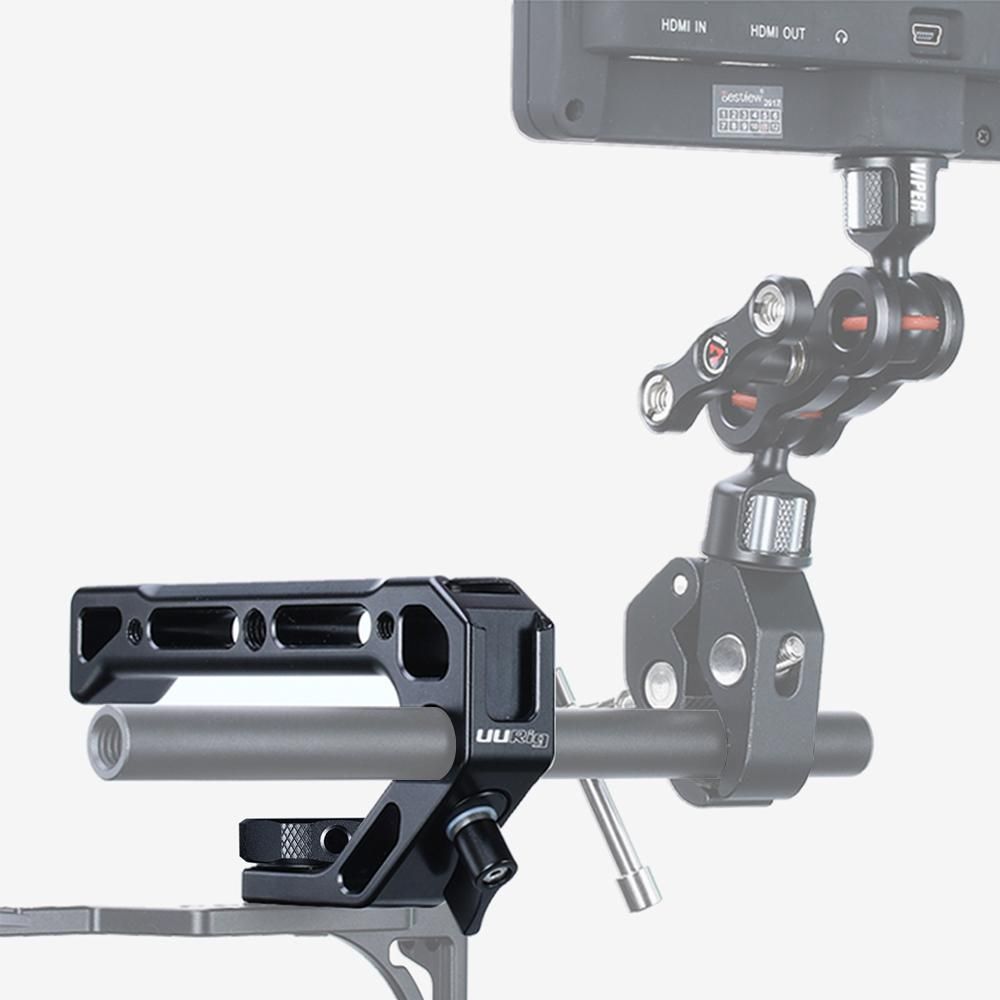 UURig R008 Universal Camera Top Handle Handgrip with Cold Shoe Mounts 15mm Rod Clamp 3/8 Inch Screw Lock Adopt for ARRI Standard Locating Hole for Microphone Lights Monitor for Camera Rig Cage