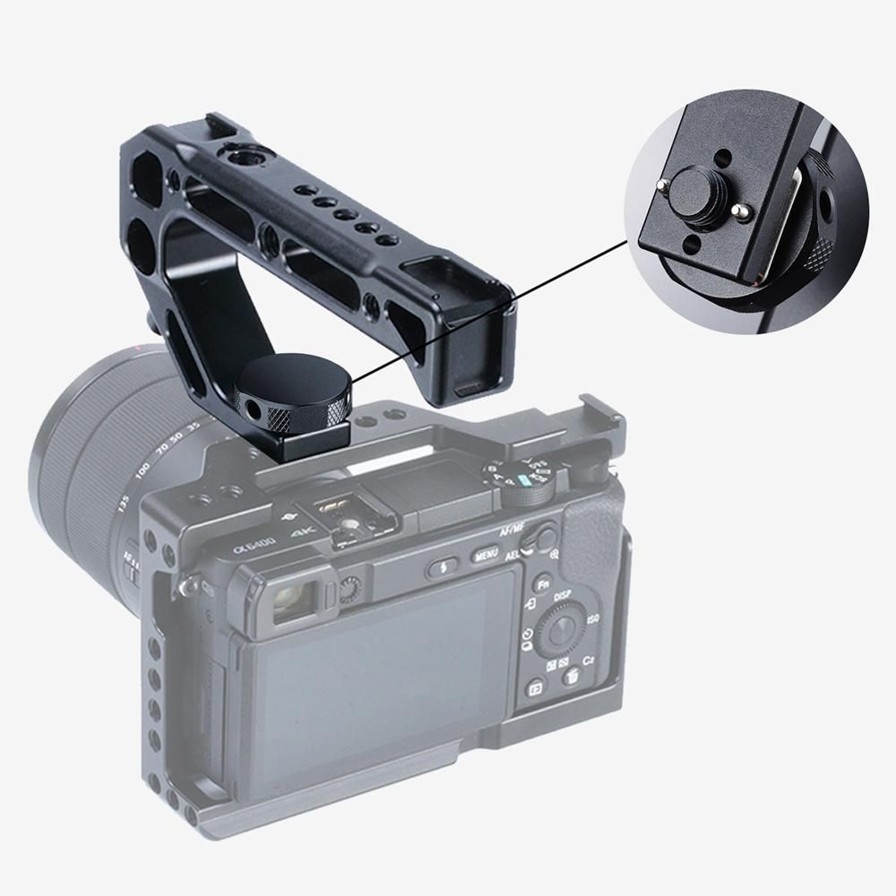 UURig R008 Universal Camera Top Handle Handgrip with Cold Shoe Mounts 15mm Rod Clamp 3/8 Inch Screw Lock Adopt for ARRI Standard Locating Hole for Microphone Lights Monitor for Camera Rig Cage
