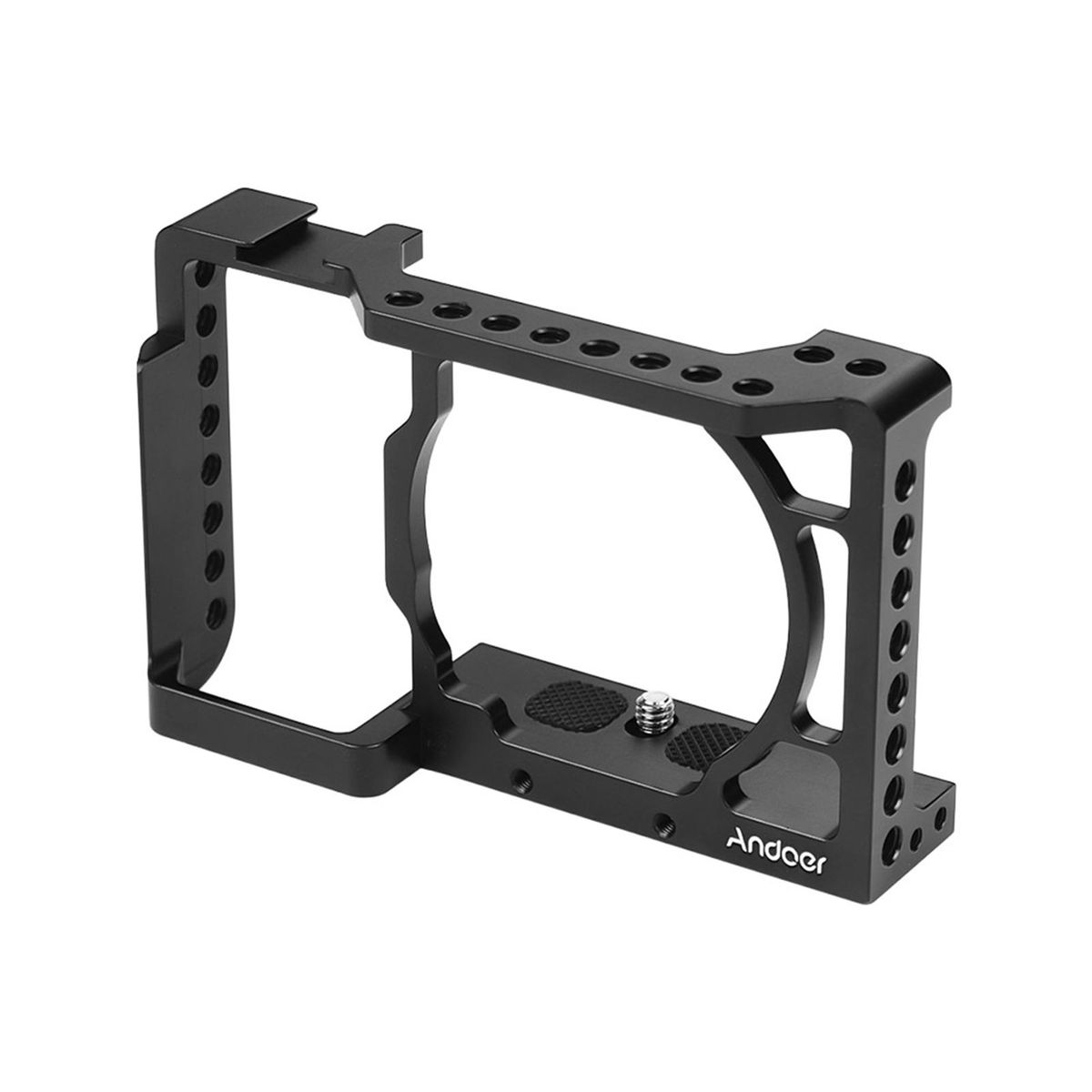 Andoer Camera Cage Video Film Movie Making Stabilizer Aluminum Alloy 1/4 Inch Screw with Cold Shoe Mount for Sony A6500/A6400/A6300/A6000 Camera