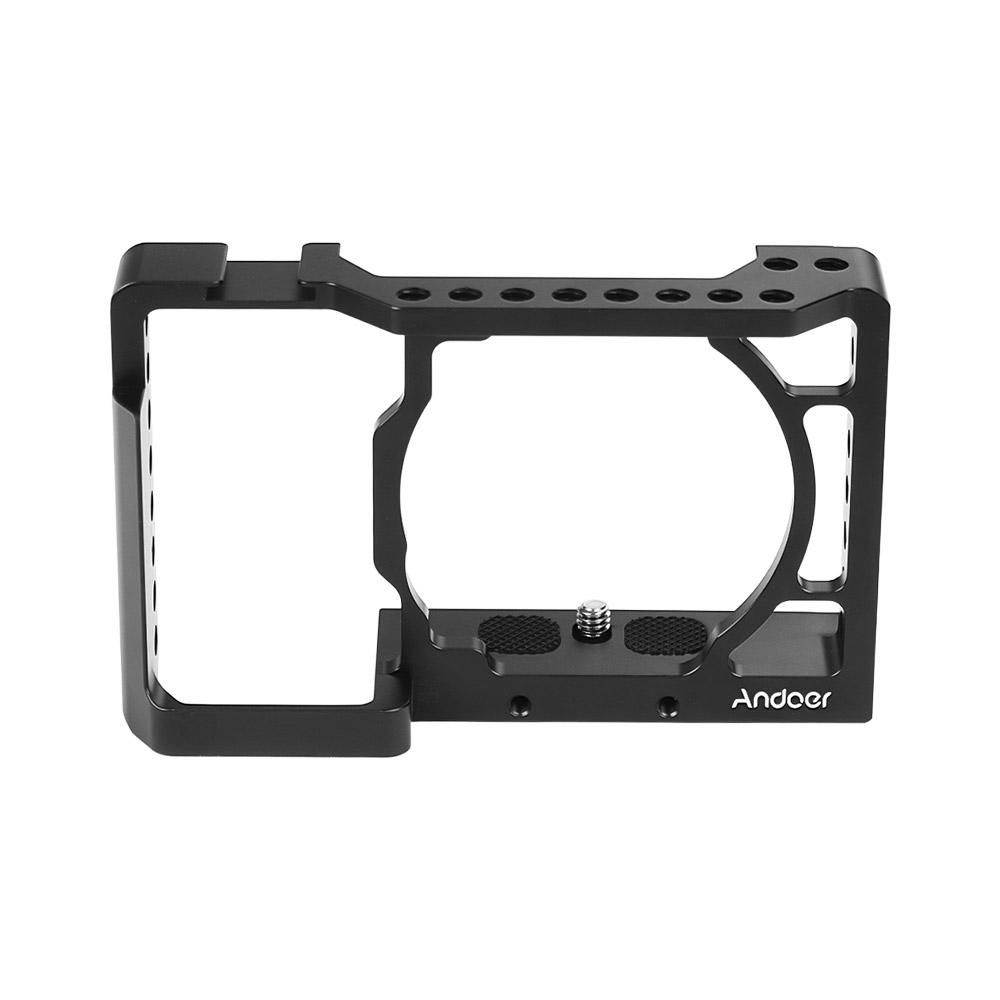 Andoer Camera Cage Video Film Movie Making Stabilizer Aluminum Alloy 1/4 Inch Screw with Cold Shoe Mount for Sony A6500/A6400/A6300/A6000 Camera