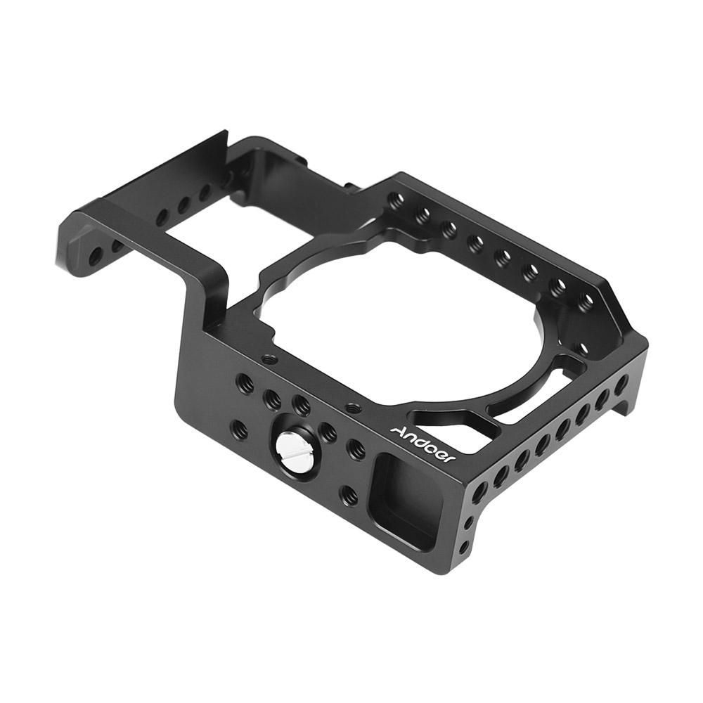 Andoer Camera Cage Video Film Movie Making Stabilizer Aluminum Alloy 1/4 Inch Screw with Cold Shoe Mount for Sony A6500/A6400/A6300/A6000 Camera