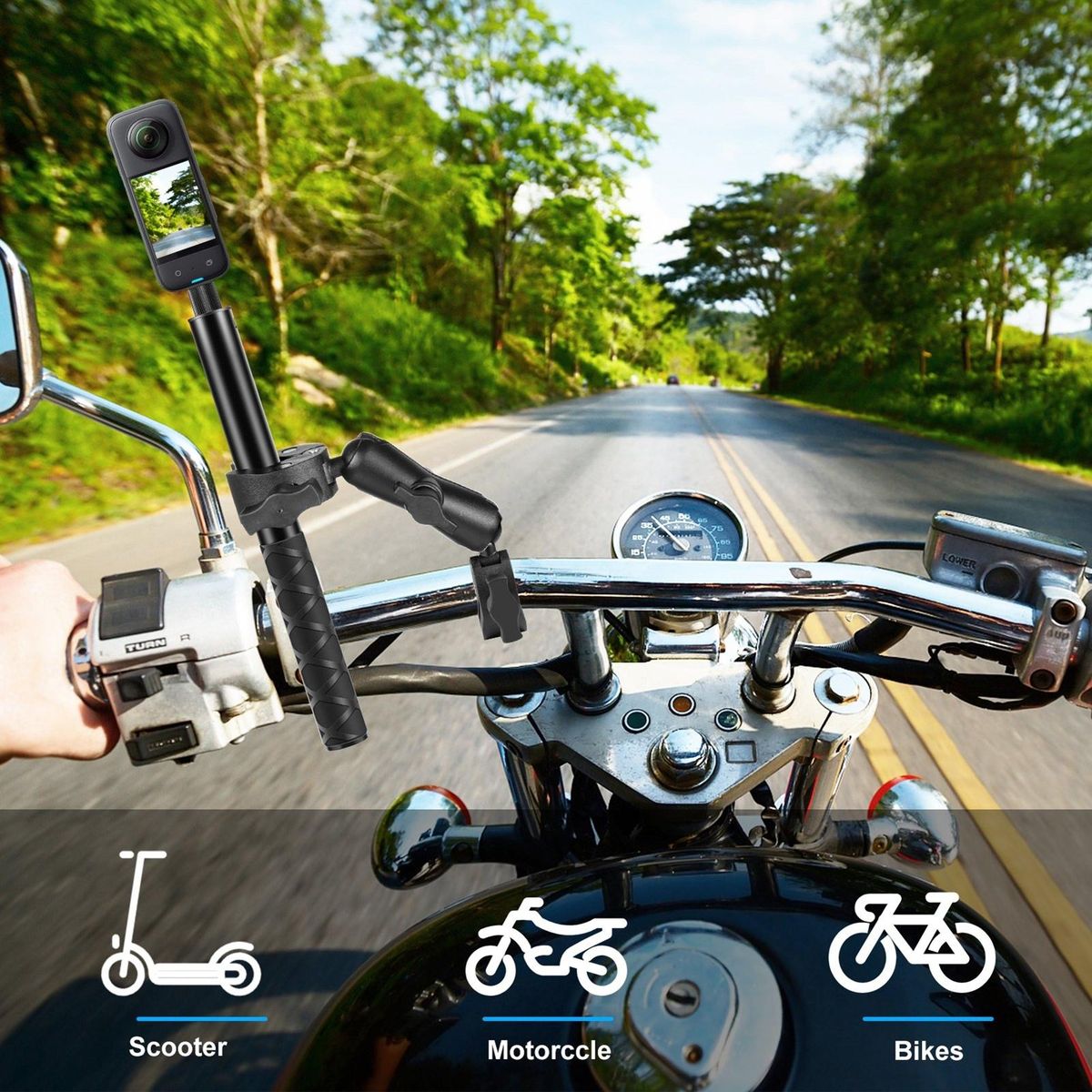 PULUZ PU849B Flexible Motorcycle Super Clamp Double Crab Clamps 360° Rotatable Sports Camera Handlebar Fixed Mount