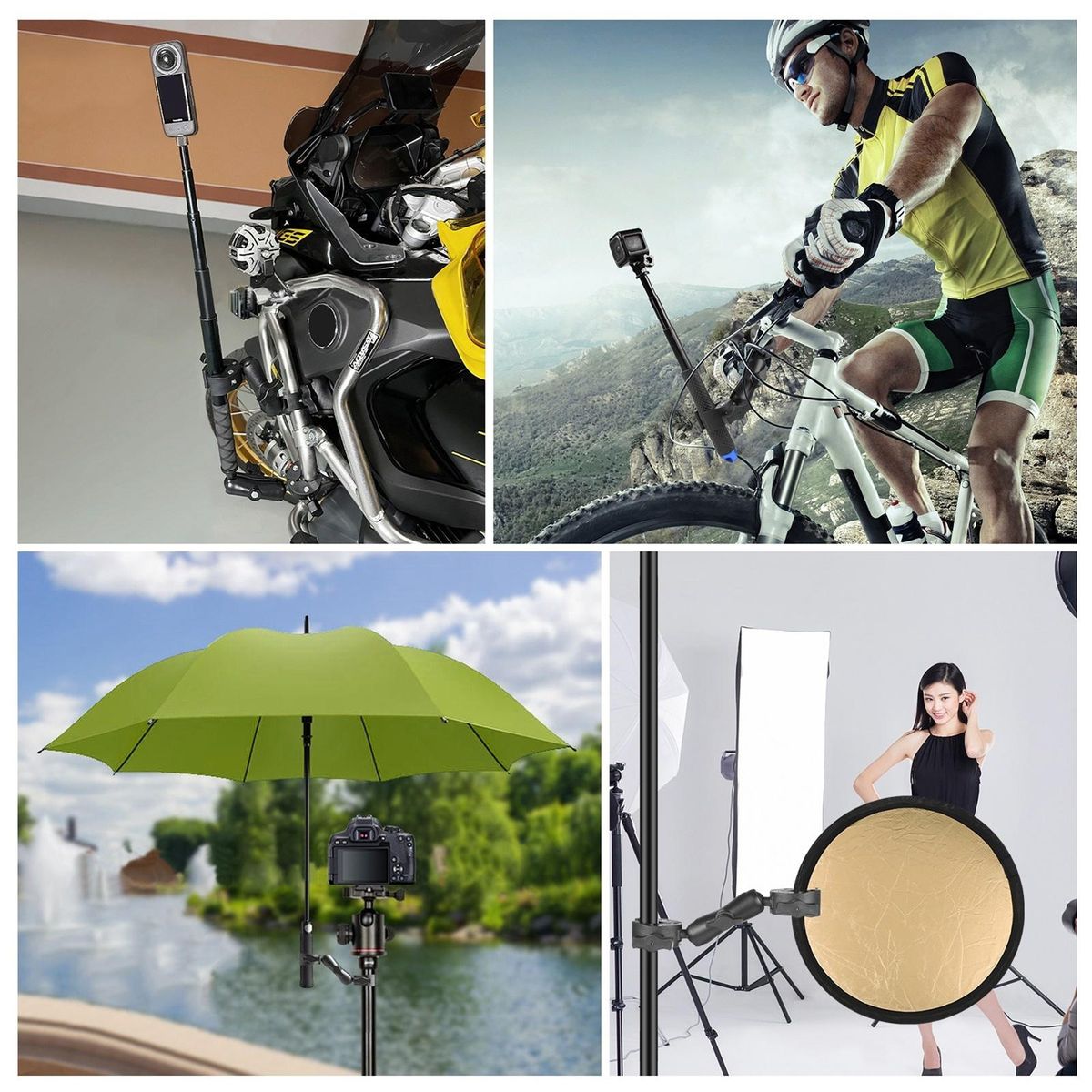 PULUZ PU849B Flexible Motorcycle Super Clamp Double Crab Clamps 360° Rotatable Sports Camera Handlebar Fixed Mount