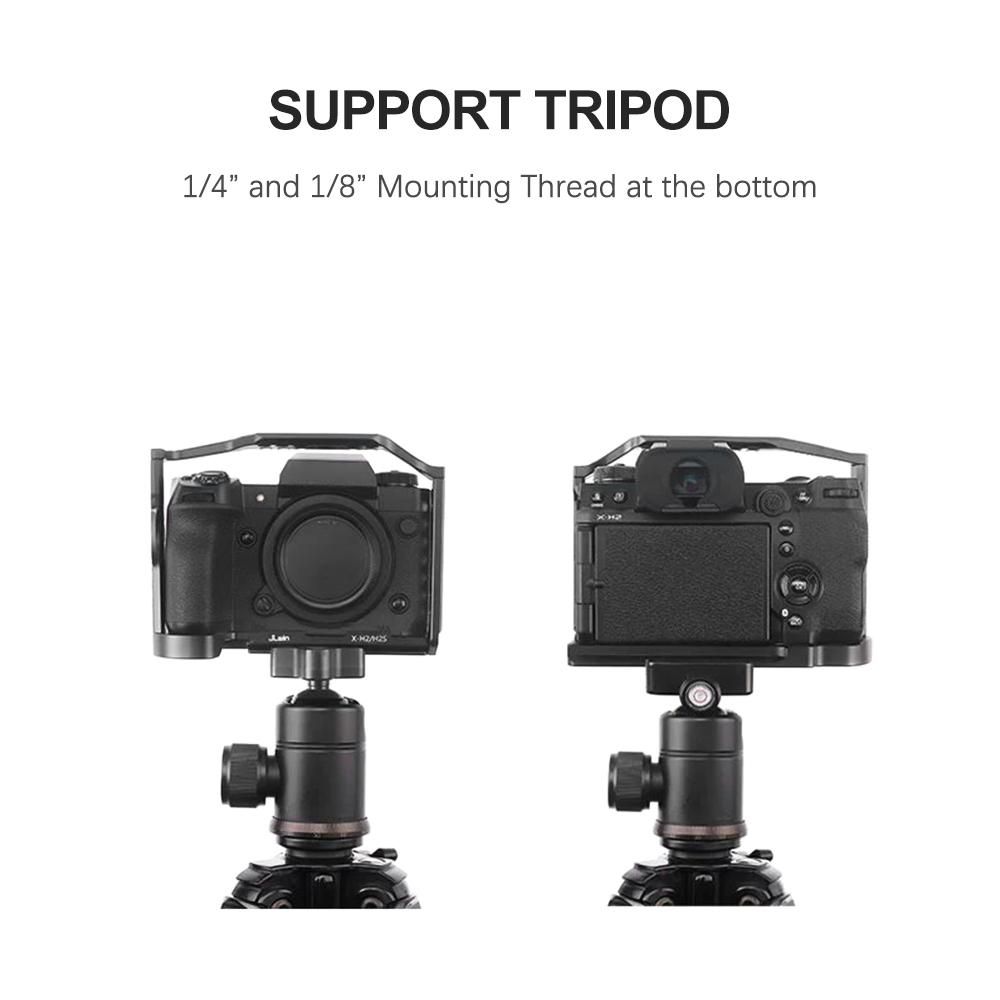 JLwin Protective Camera Cage Aluminum Alloy with Cold Shoe Mount Magnetic Wrench Slot Numerous 1/4in And 3/8in Threaded Holes Compatible with FUJIFILM X-H2/X-H2S Camera