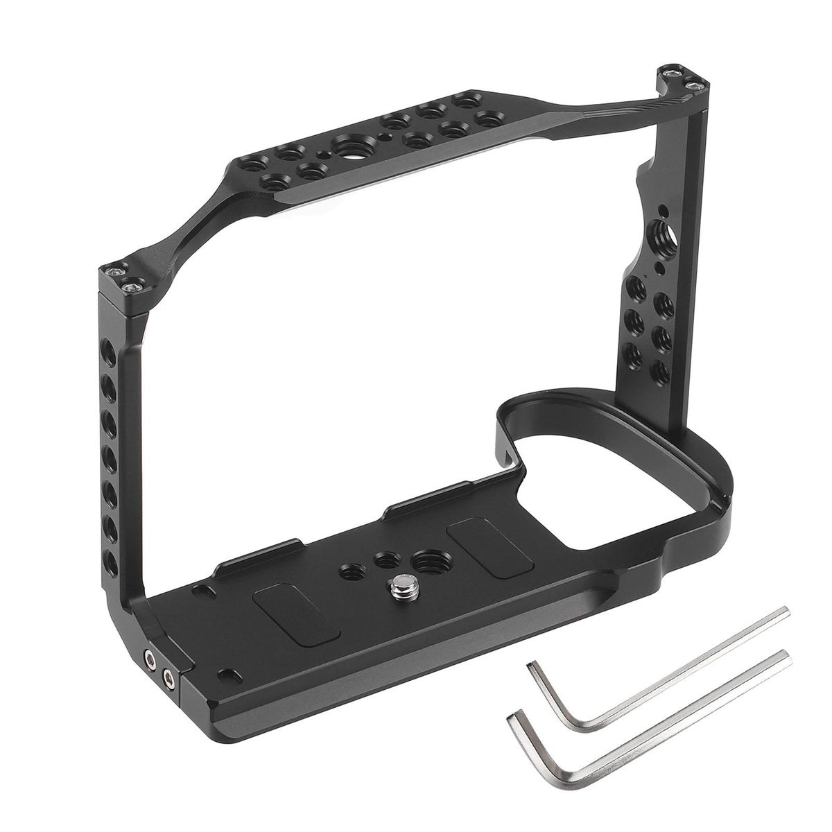 JLwin Protective Camera Cage Aluminum Alloy with Cold Shoe Mount Magnetic Wrench Slot Numerous 1/4in And 3/8in Threaded Holes Compatible with FUJIFILM X-H2/X-H2S Camera