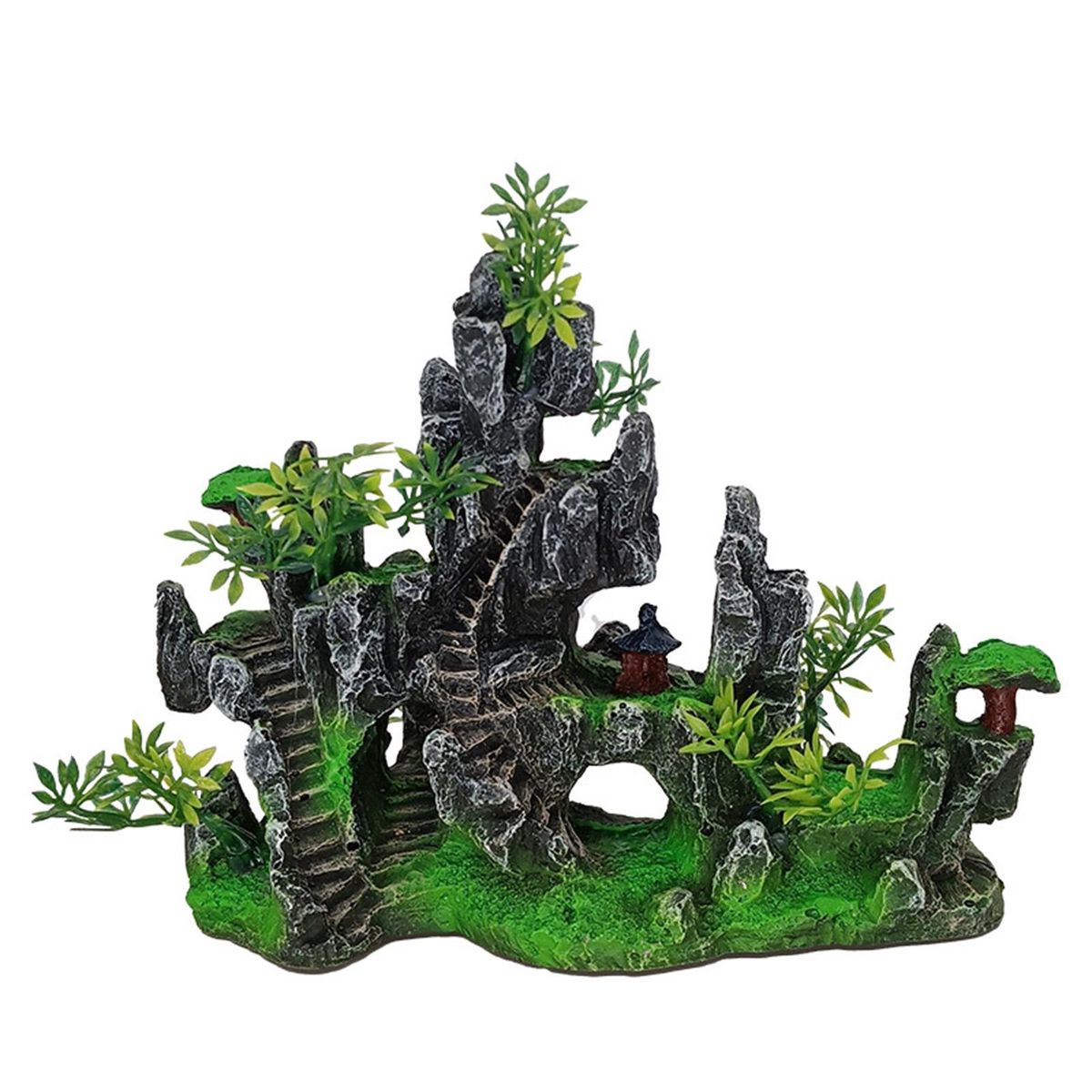 Fish Tank Landscaping Aquarium Rockery Mountain Ornament Green