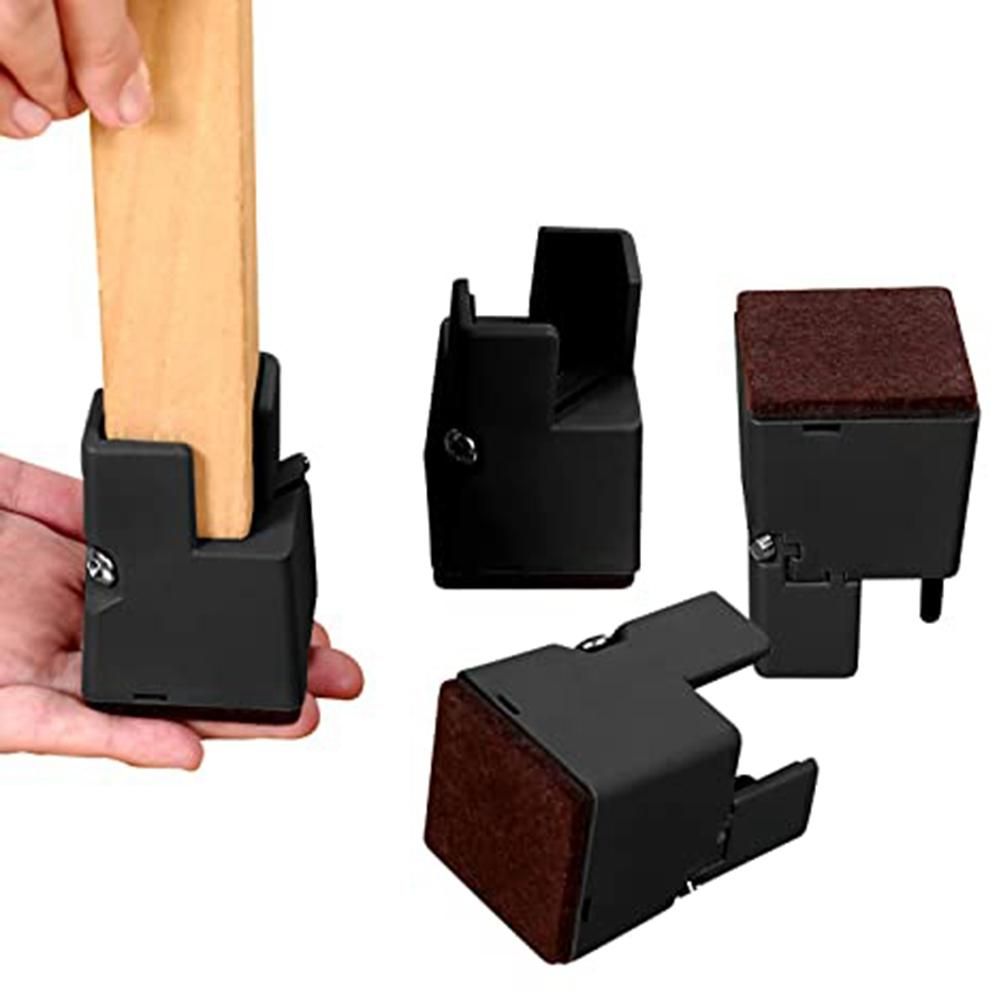 Adjustable Chair Risers with Screw Clamp, (Black, 4