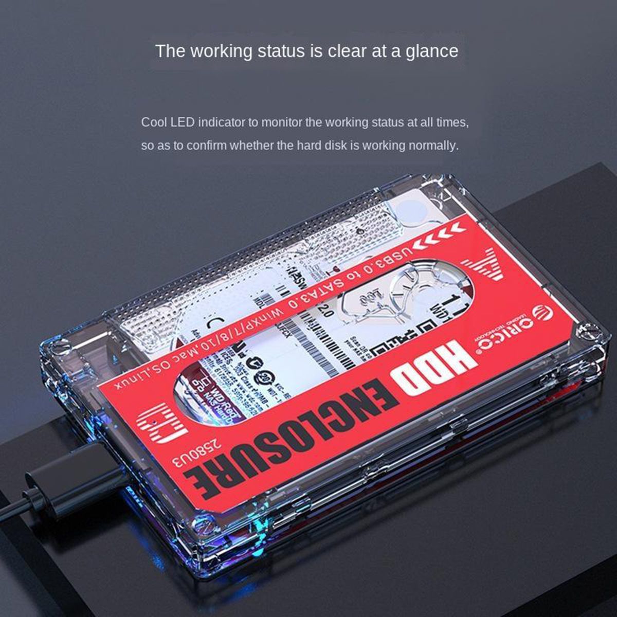 For ORICO 2580U3 Hard Drive Case USB 3.0 HDD Drive Enclosure External