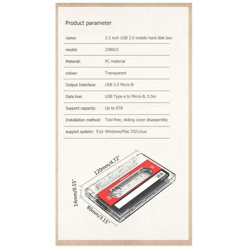 For ORICO 2580U3 Hard Drive Case USB 3.0 HDD Drive Enclosure External