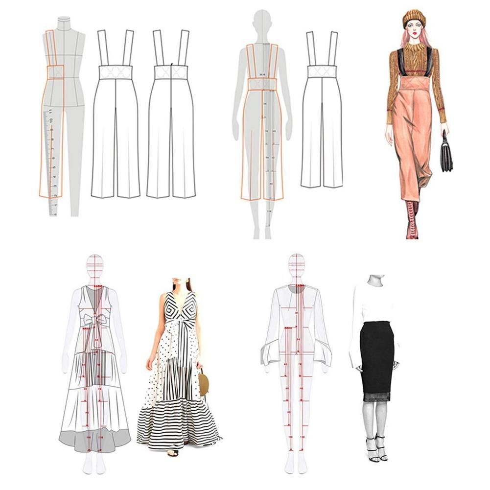 Fashion Illustration Rulers Sketching Templates Ruler Sewing Humanoid Patterns Design Clothing MeasuringType A