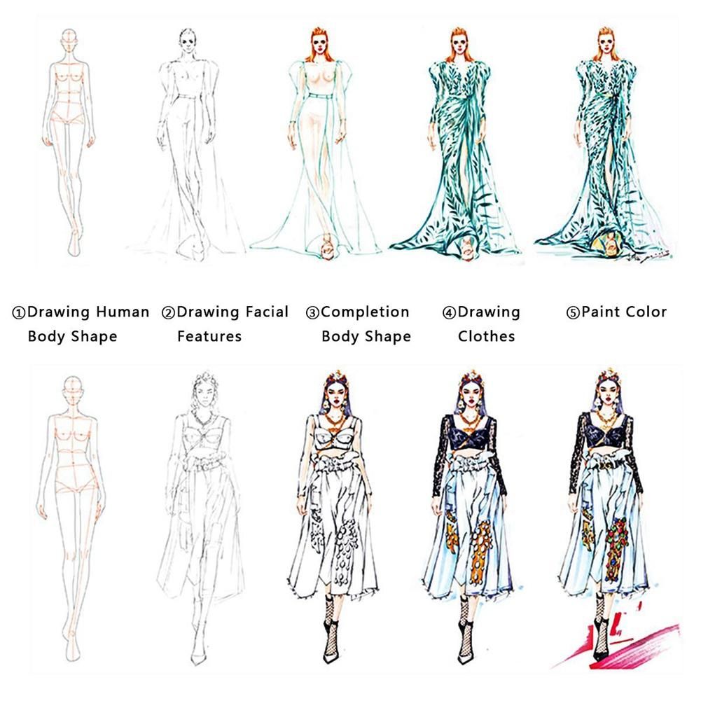 Fashion Illustration Rulers Sketching Templates Ruler Sewing Humanoid Patterns Design Clothing MeasuringType A