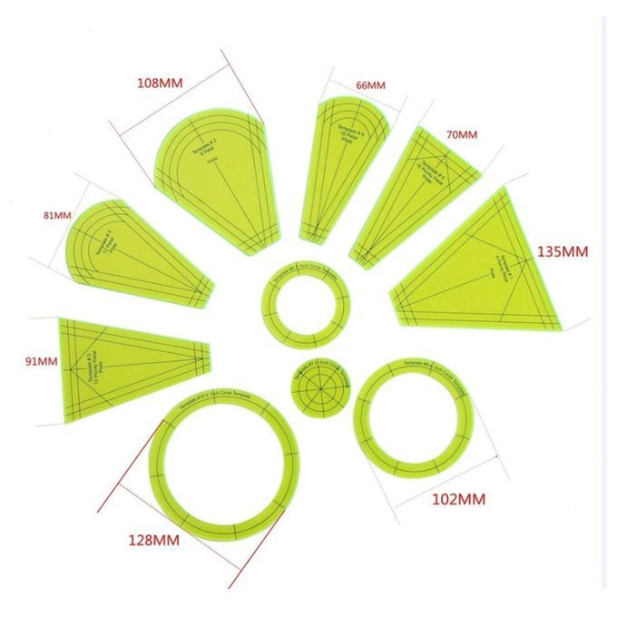 10Pcs Dresden Plate Template Acrylic Patchwork Frames Ruler Tailor DIY