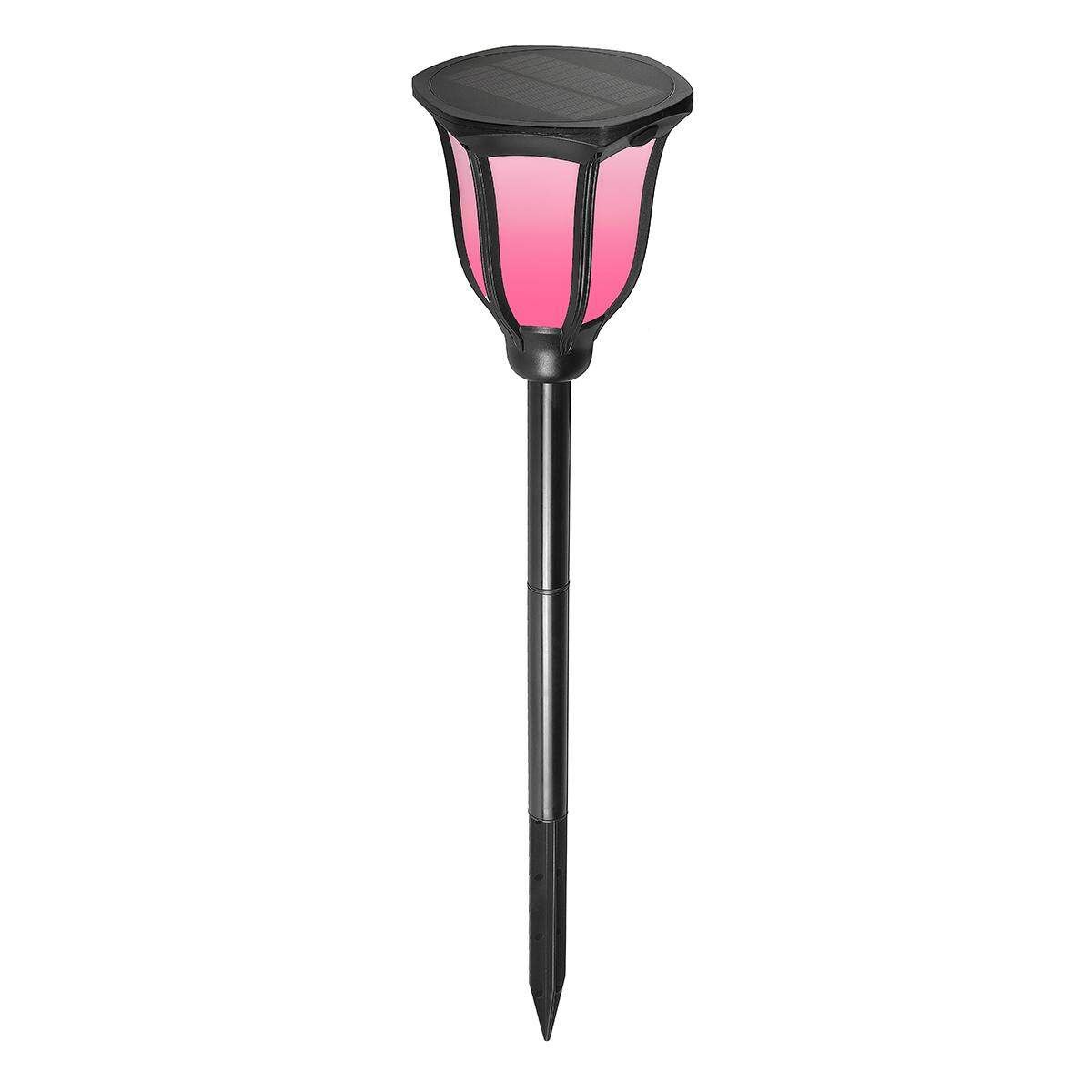 Solar Flame Effect Torch Garden Post Lights 99 LEDs Waterproof Flickering Lamp Pink