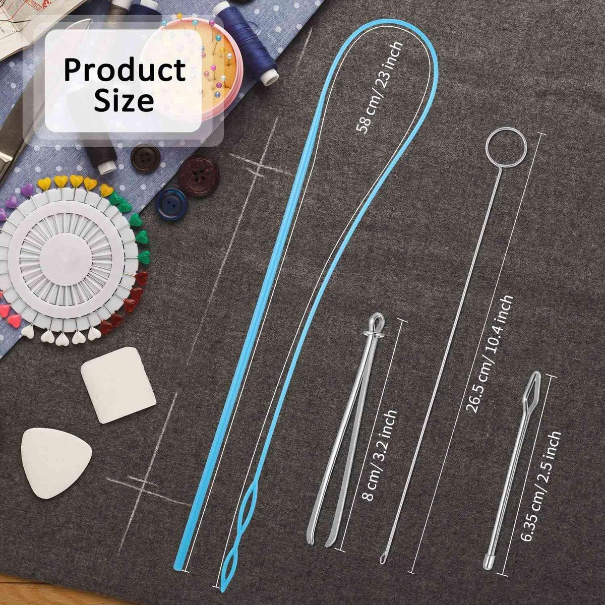 6Pieces Sewing Loop Kit,Loop Turner Hook Flexible Drawstring