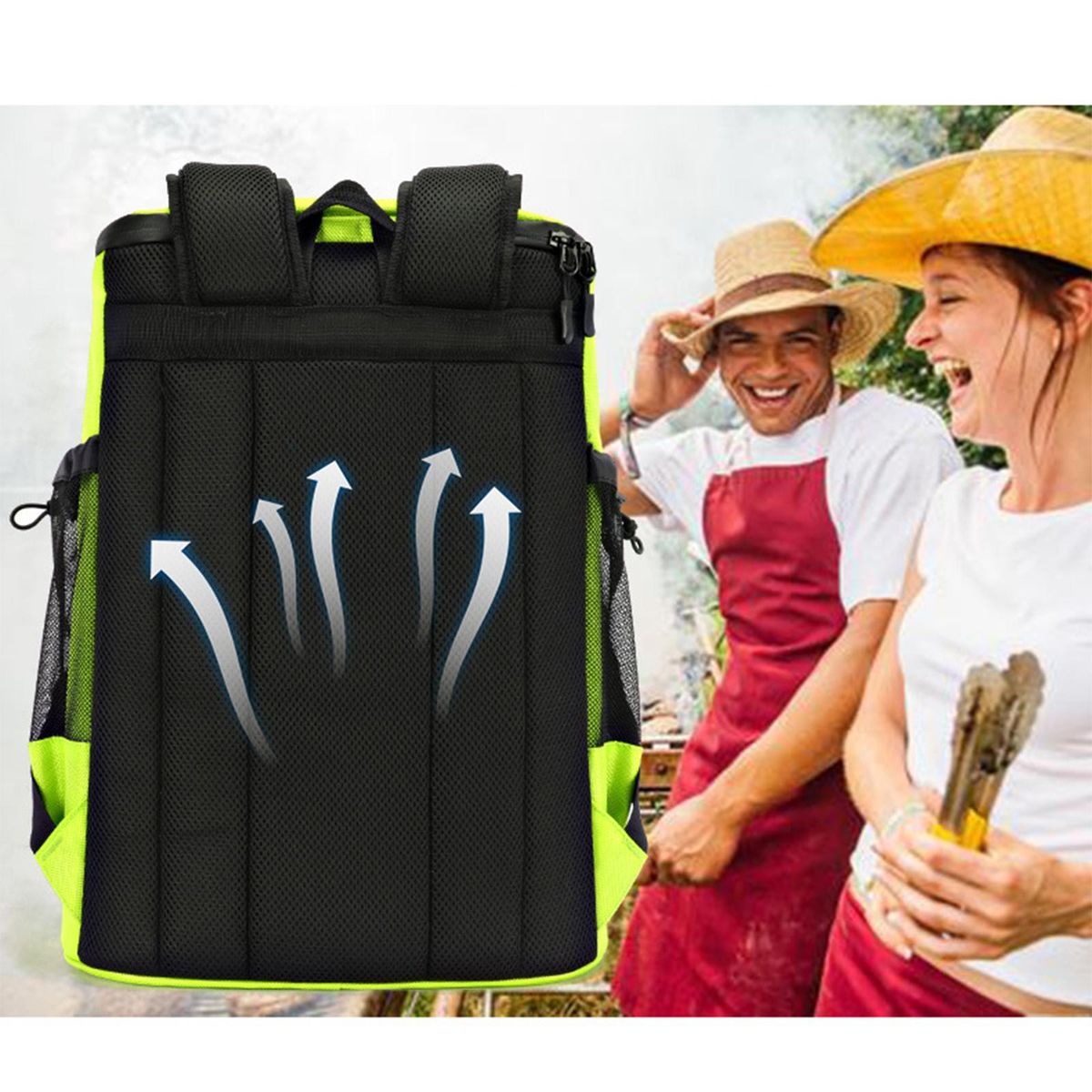 Picnic Cooler Bag Backpack Wine Bottle Insulated Picnic Cool Green