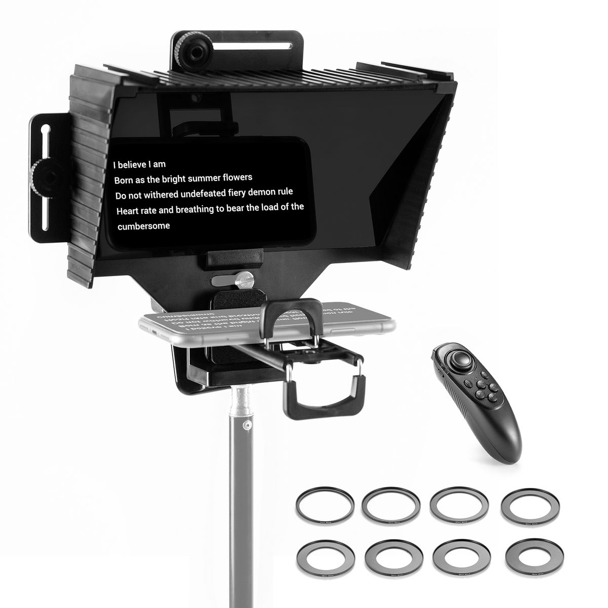 Universal PortableTeleprompter With BT Remote Control Lens