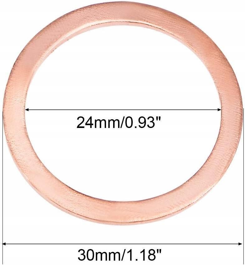 10 pieces 24 mm * 30 mm * 1.5 mm Copper flat washer for screw bolt