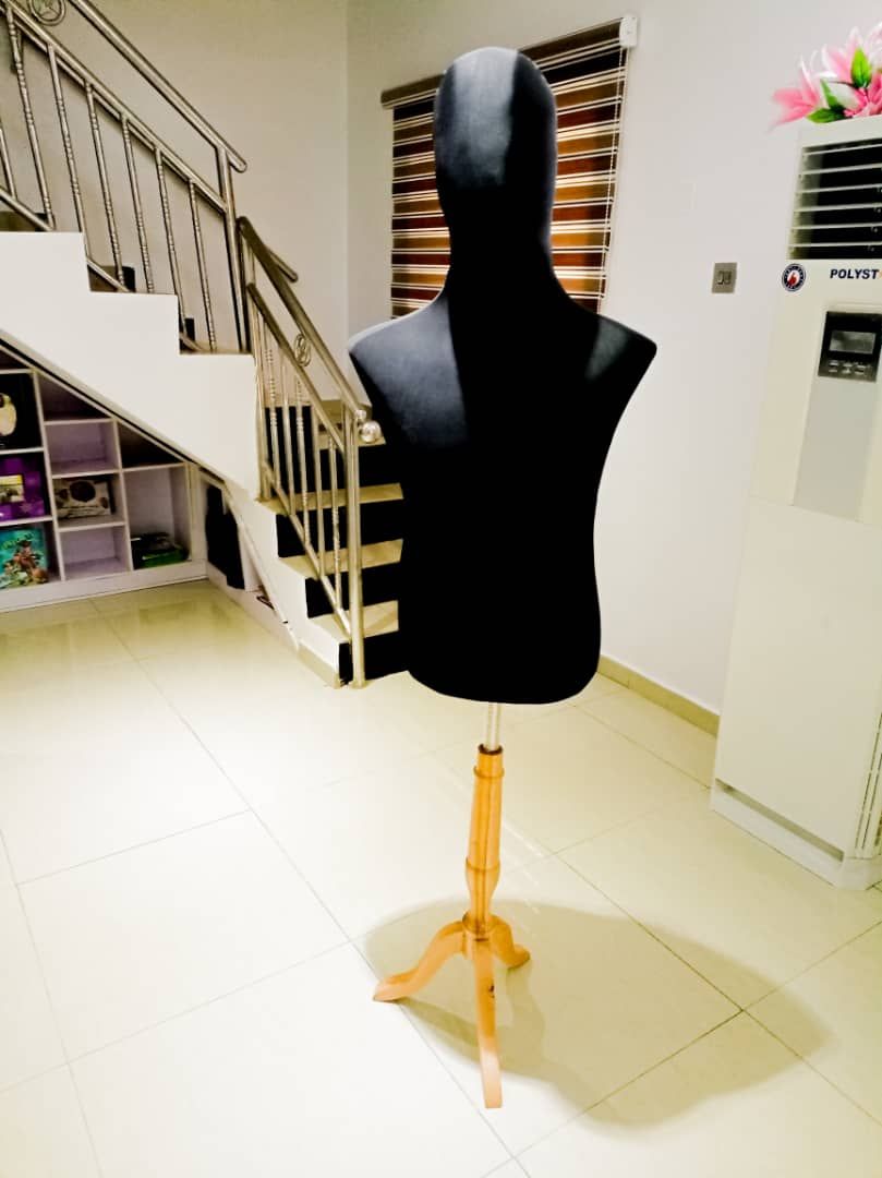 Padded Male Mannequin With Head And Wooden Stand