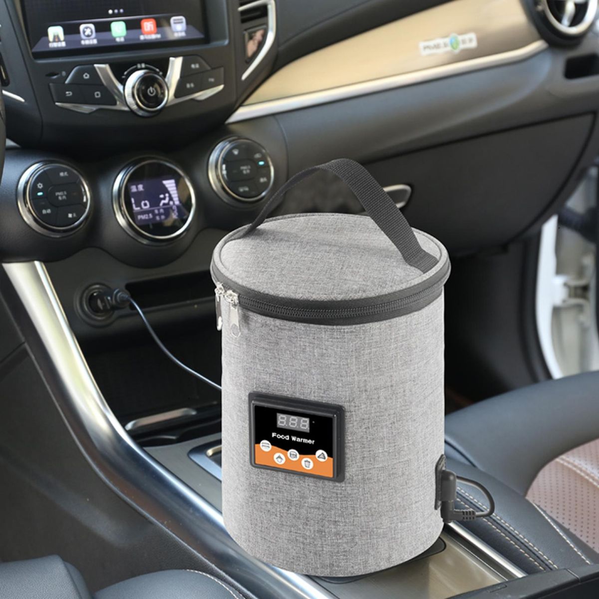 Portable Oven 12V Car Food Warmer Personal Mini Oven with Digital Display Temperature Preset Electric Car Heating Lunch Box for Road Trip Camping Picnic On The Go Office Work