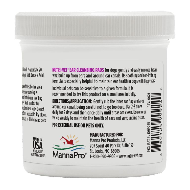 Nutri-Vet Ear Cleansing Pads For Dogs - Soothing & Non-Irritating - Removes Dirt & Wax Build Up- Maintain Dog Ear Health - 90 Count