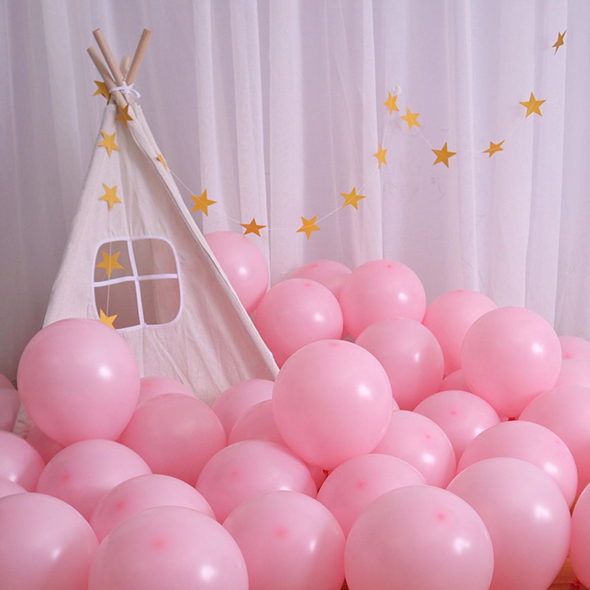 50Pcs Birthday Balloons Romantic Heart Round Latex Balloons Toys Pink