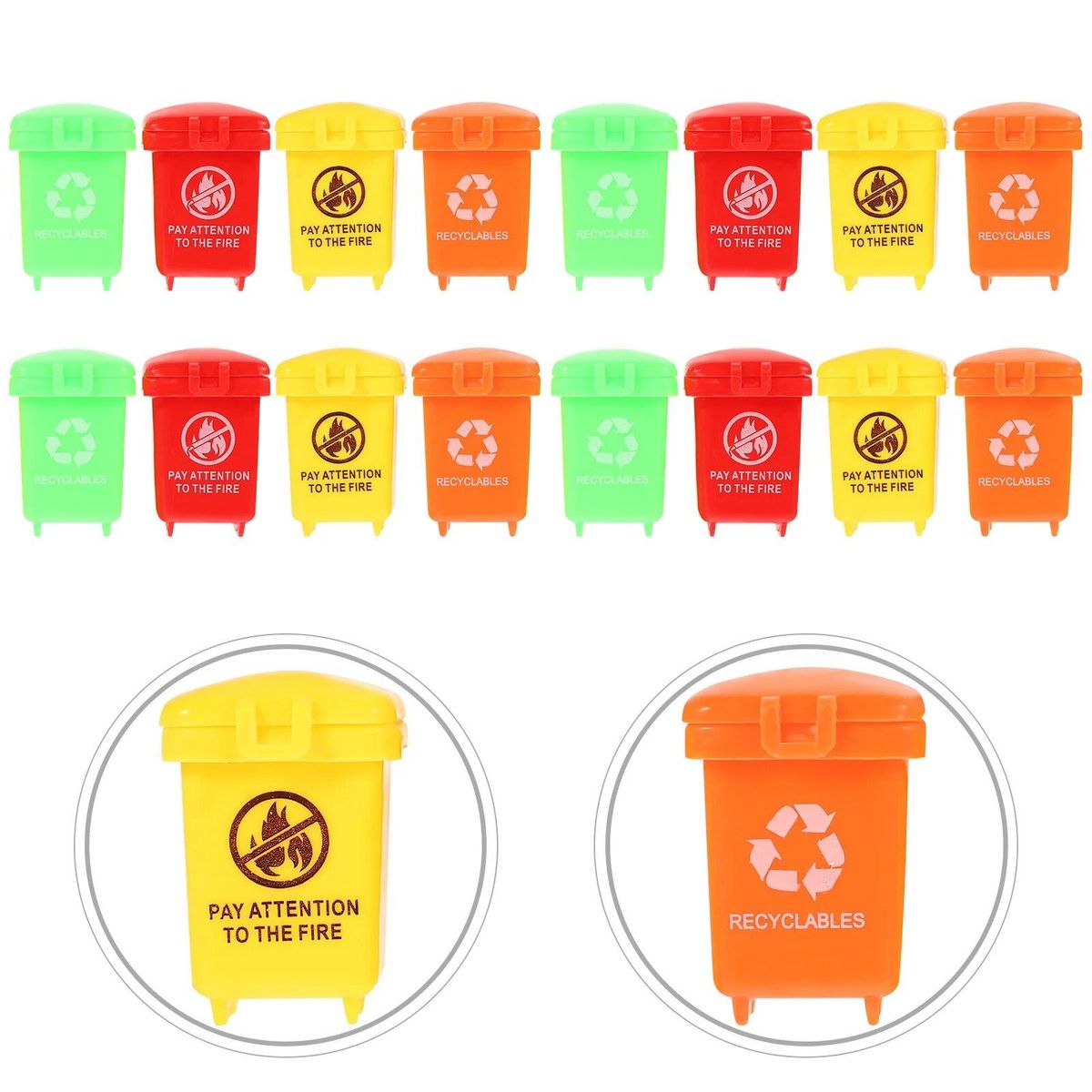 20 Pcs Mini Trash Can Learning Cans Toy Lovely Garbage Truck Model Colored Plastic Photo Prop Child Micro Toys