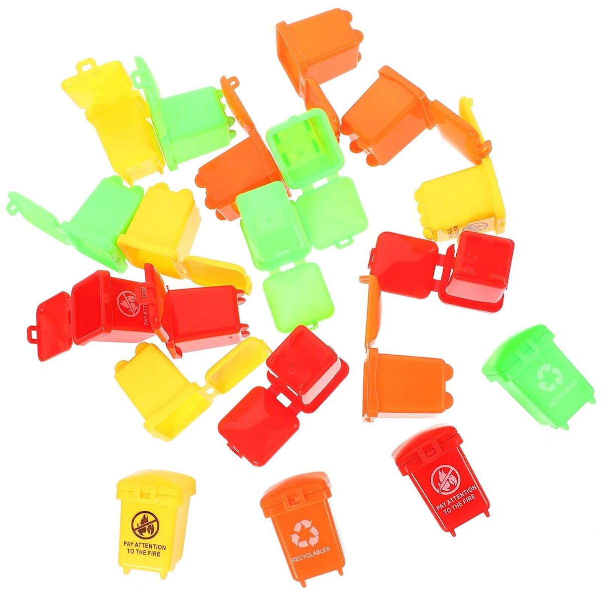 20 Pcs Mini Trash Can Learning Cans Toy Lovely Garbage Truck Model Colored Plastic Photo Prop Child Micro Toys