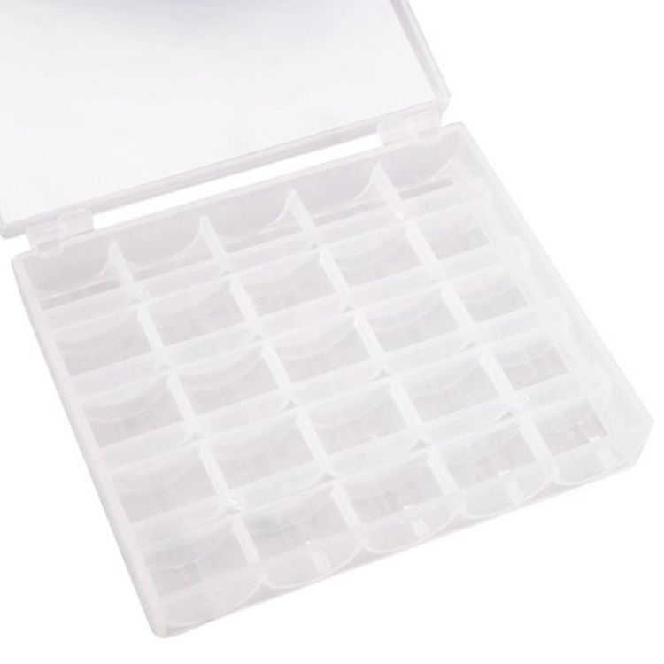 25 PCS Empty Bobbins Sewing Spools Colorful Plastic Case