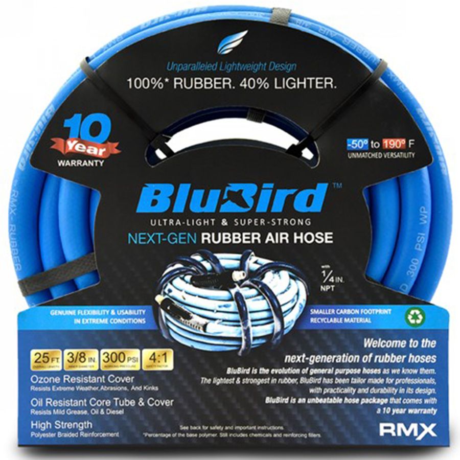 Air Hose 3/8'' (10mm) X 25ft (with 1/4 NPT Fittings)