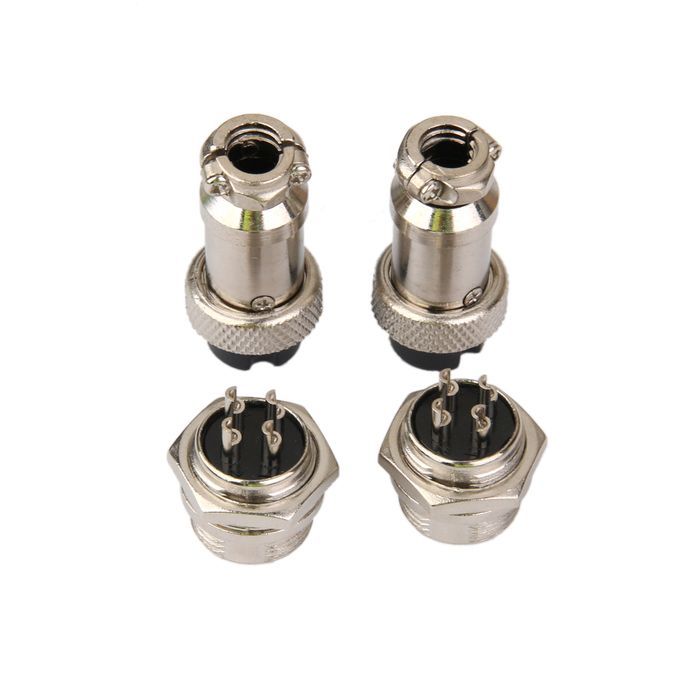 2 Sets 4-Pin 16mm Aviation Plug Male+Female Metal Panel Installation