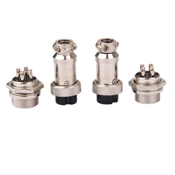 2 Sets 4-Pin 16mm Aviation Plug Male+Female Metal Panel Installation