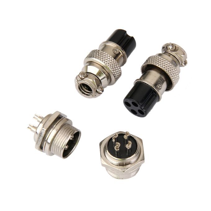 2 Sets 4-Pin 16mm Aviation Plug Male+Female Metal Panel Installation
