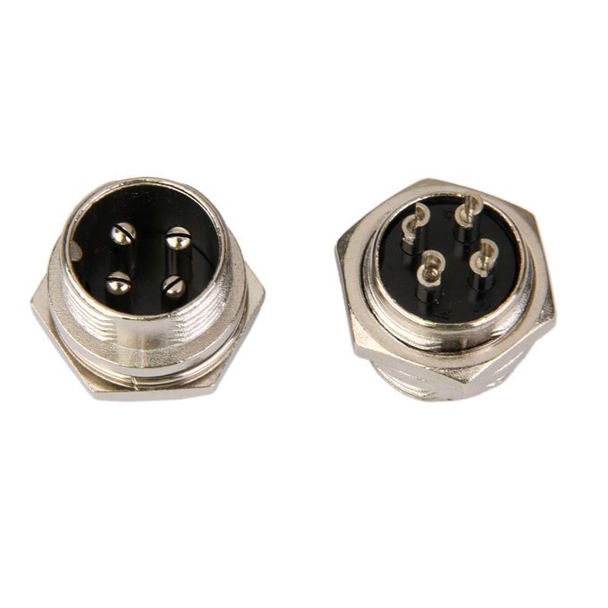 2 Sets 4-Pin 16mm Aviation Plug Male+Female Metal Panel Installation